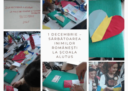 În cadrul lecției speciale de weekend din 30 noiembrie, copiii Școlii ALUTUS au sărbătorit Ziua Națională a României cu emoție, culoare și mândrie românească. Activitatea intitulată „1 Decembrie – Sărbătoarea Inimilor Românești” a adus împreună tradiție, istorie și creativitate într-o atmosferă caldă, plină de zâmbete și entuziasm.